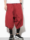 Men's Plus Size Wide Leg Drop Crotch Pants with Drawstring