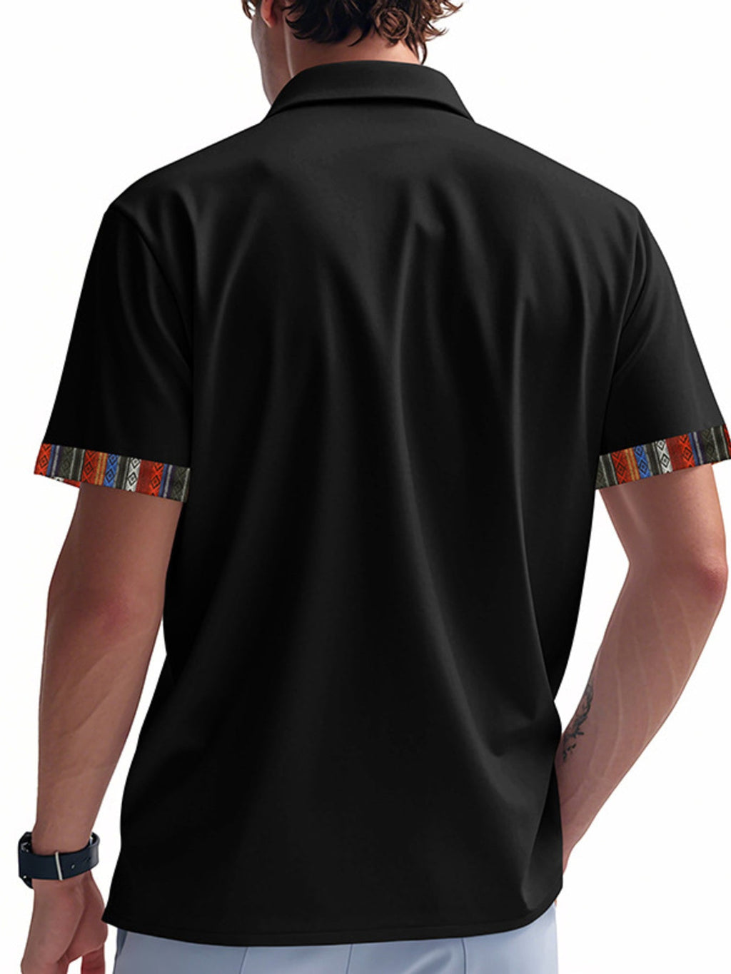 Men's Full Size Short Sleeve Shirt with Colorful Trim Plus Size