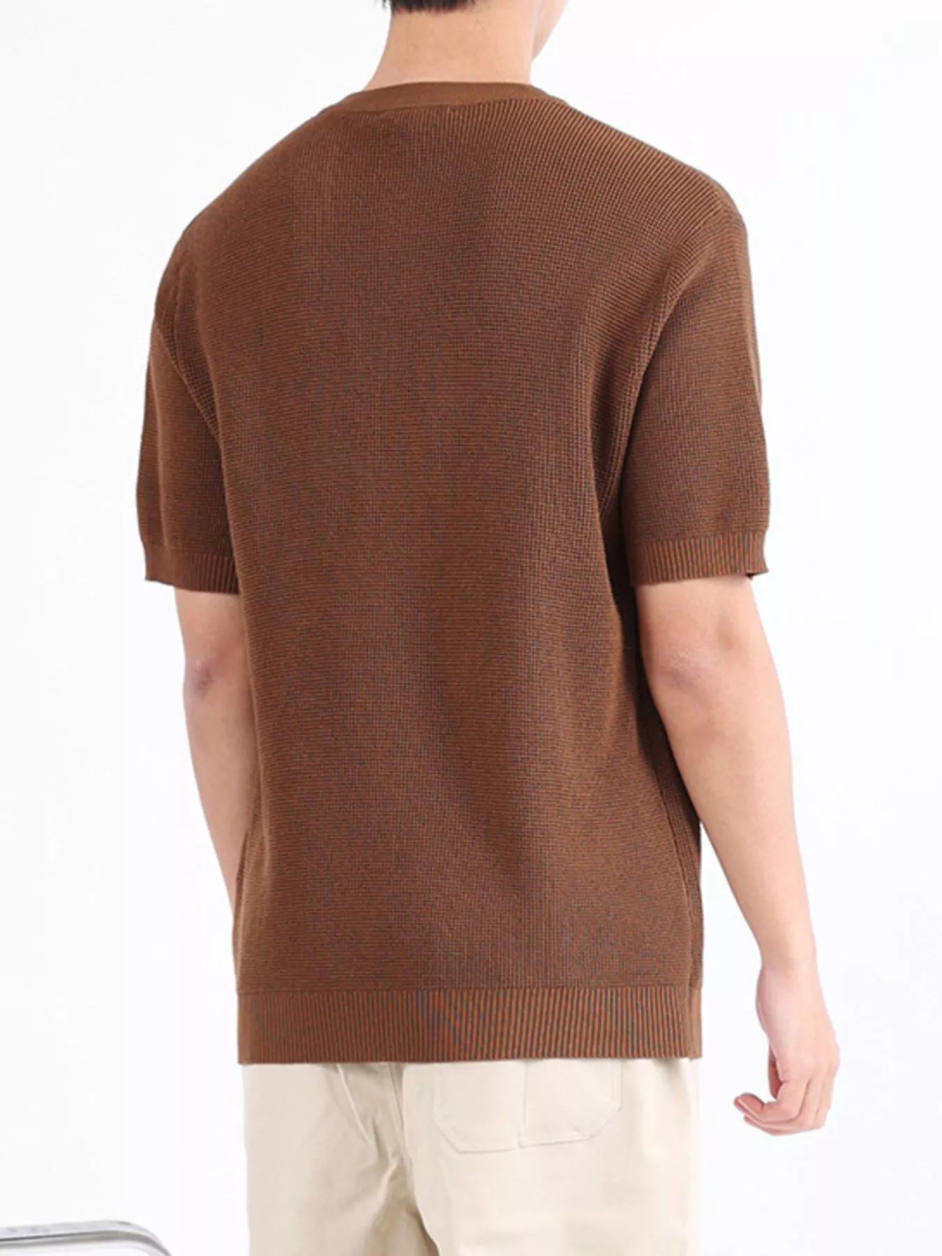 Men's Plus Size Textured Knit Henley T-Shirt