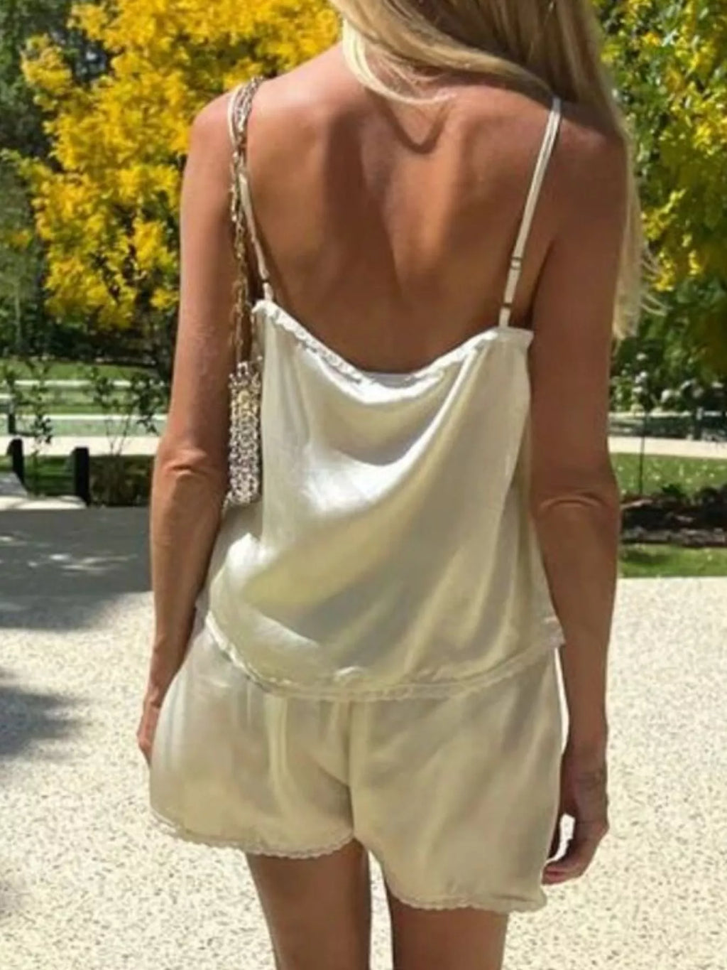 Lace Detail Cami and Shorts Set