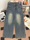 Men's Plus Size Vintage Wash Wide Leg Jeans