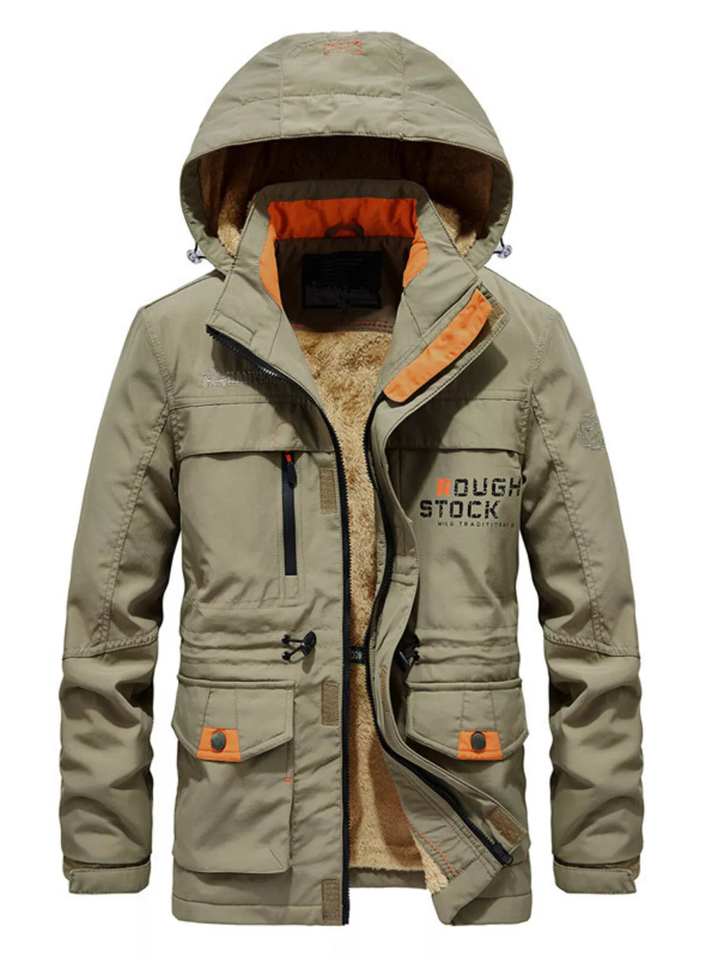 Men's Plus Size Zip Up Warm Hooded Parka Jacket