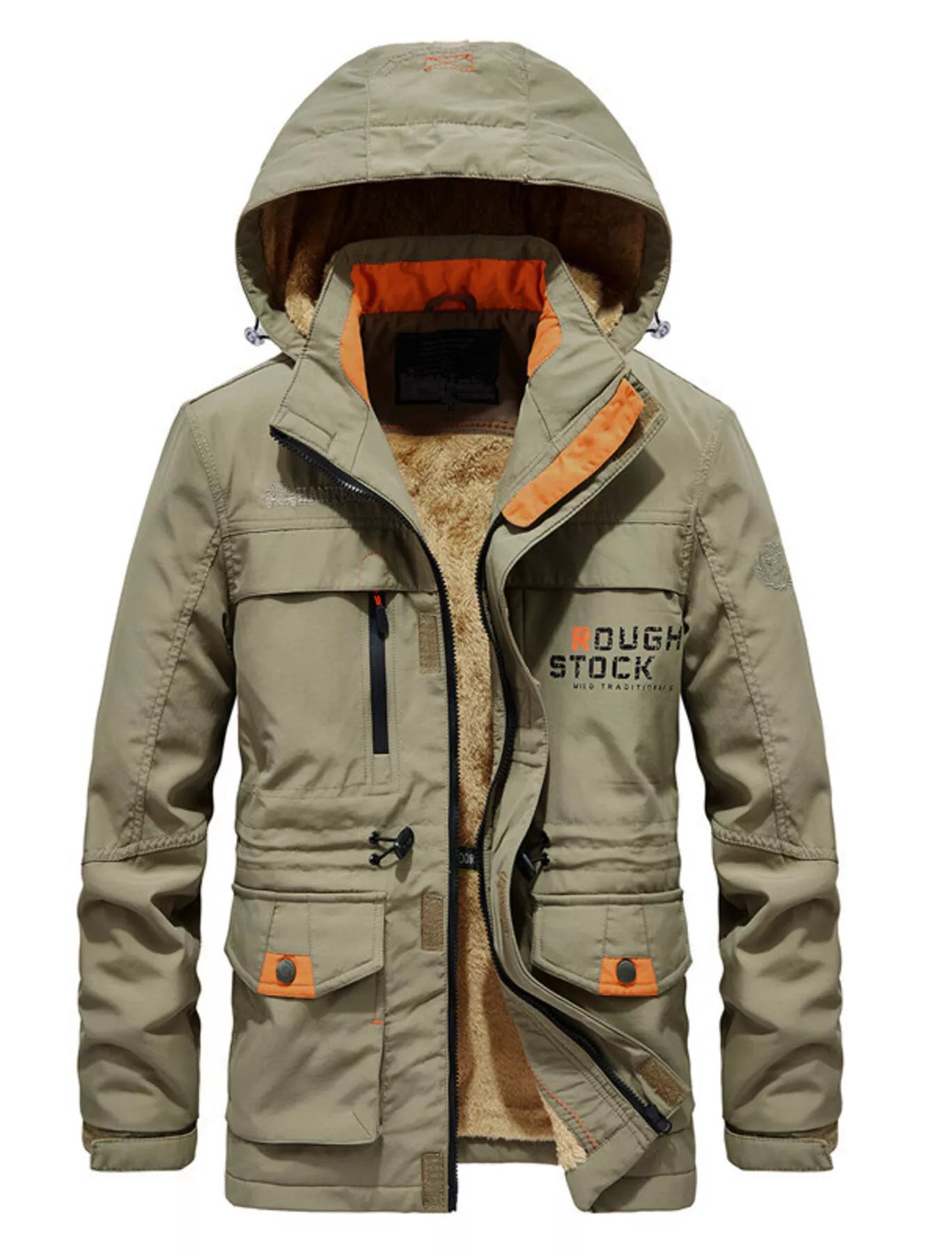 Men's Plus Size Zip Up Warm Hooded Parka Jacket