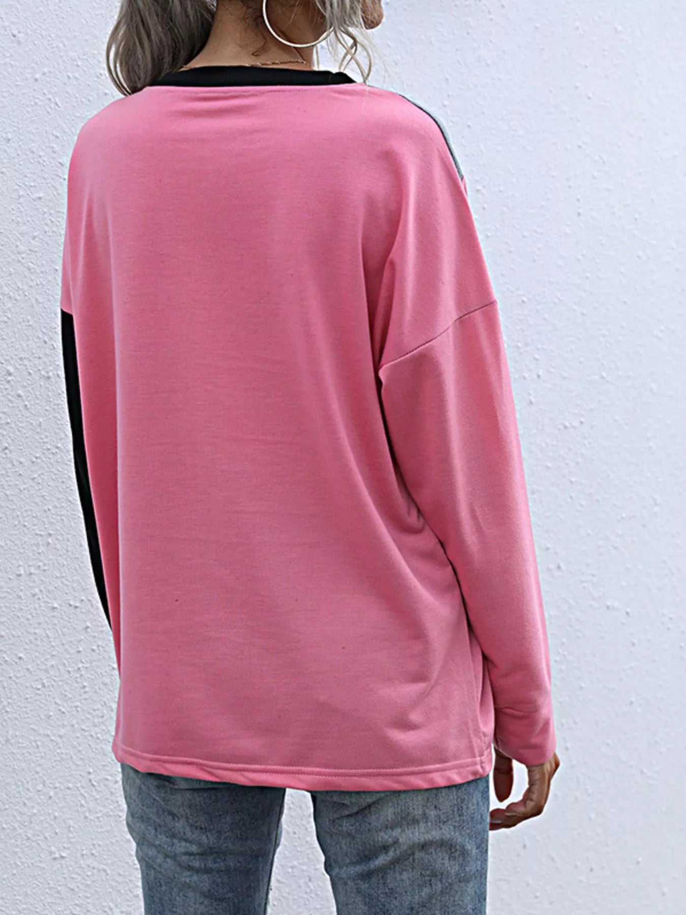 Color Block Casual Round Neck Sweatshirt