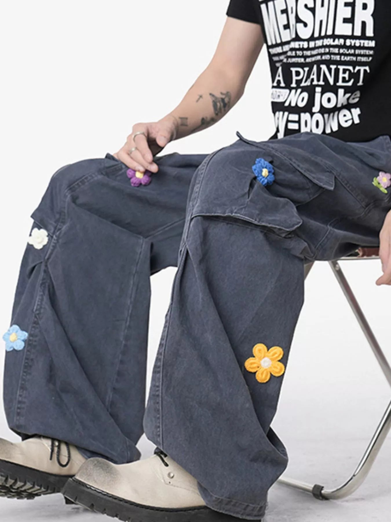 Men's Flower Wide Leg Pants