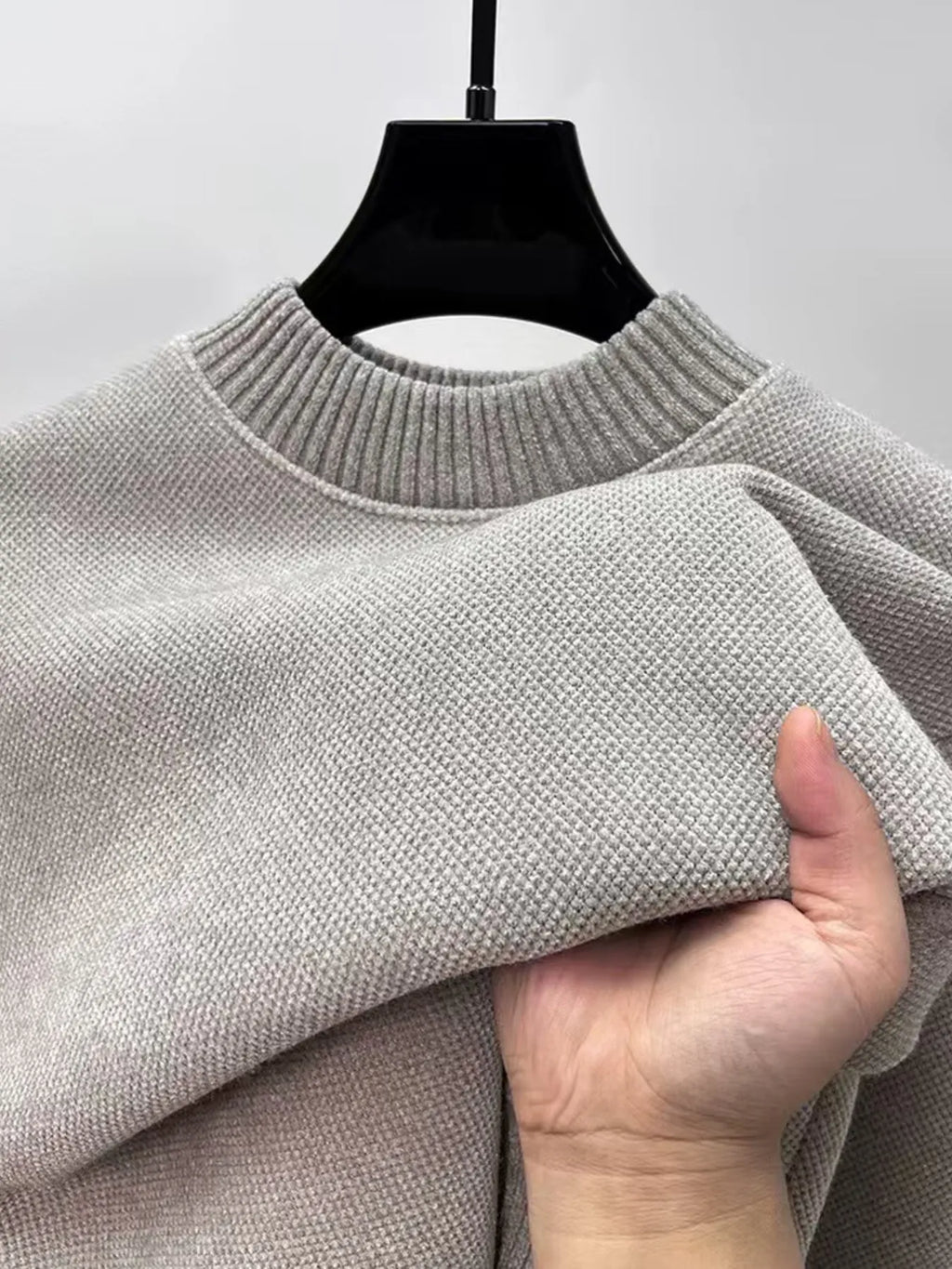 Men's Plus Size Ribbed Hem Long Sleeve Sweater