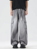 Men's Plus Size Wash Wide Leg Cargo Jeans