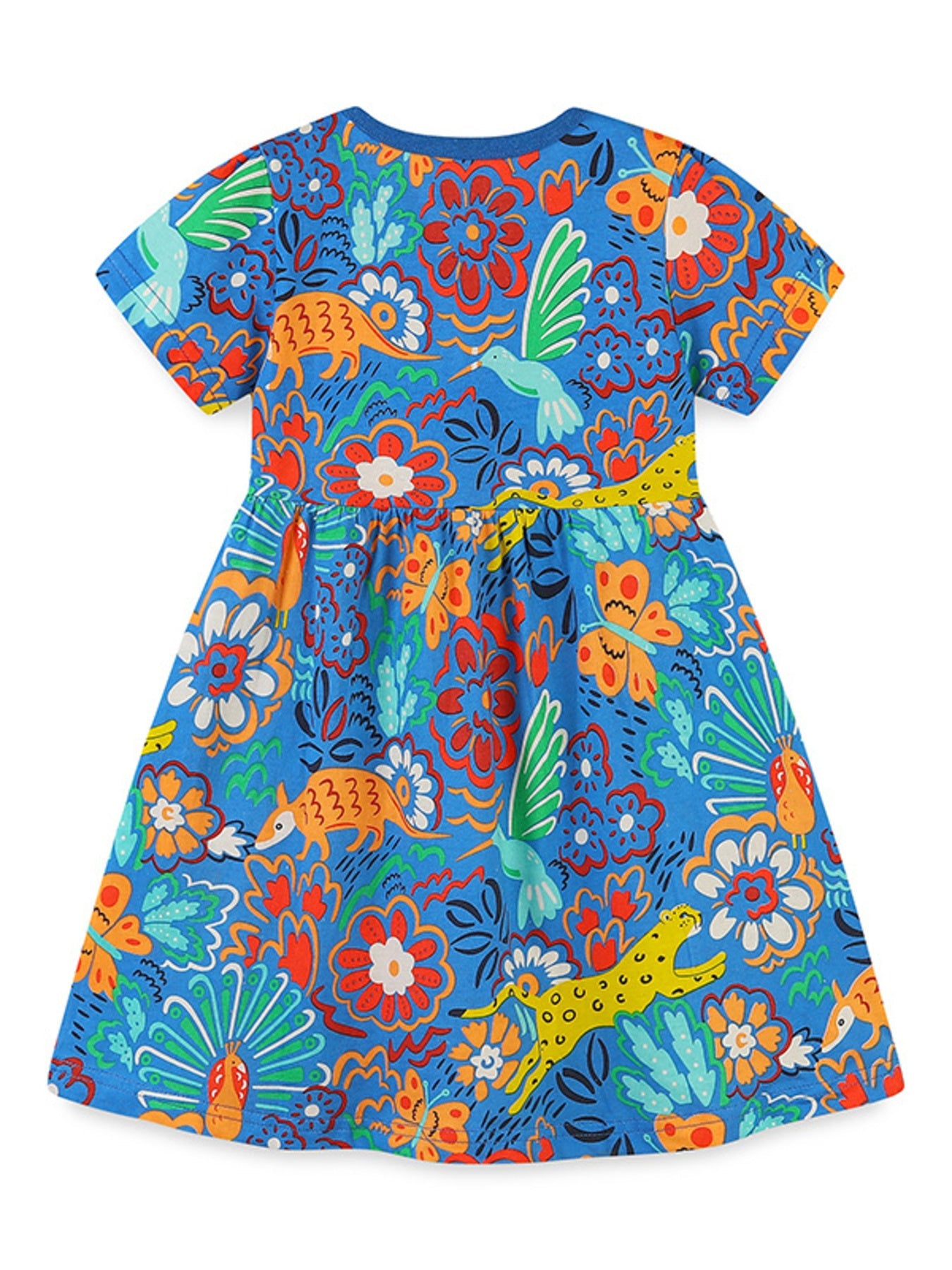 Children's Printed Round Neck Short Sleeve Dress