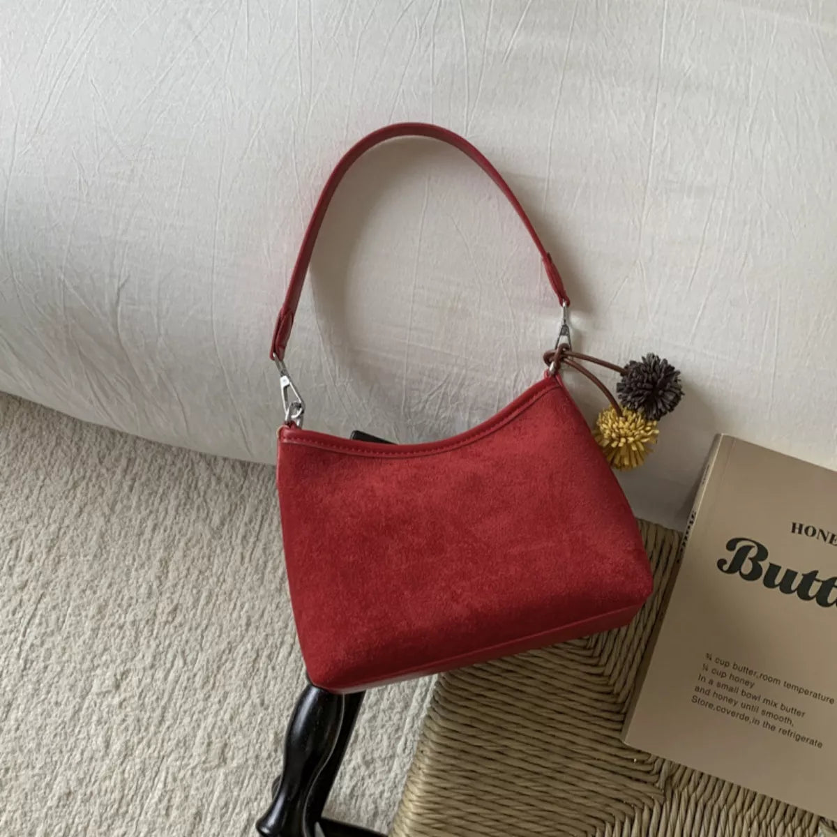 Suede Crossbody Bag with Adjustable Shoulder Strap