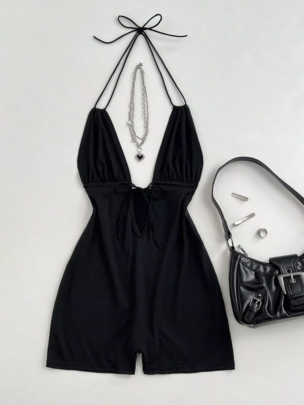 Tied Front Halter Neck Romper