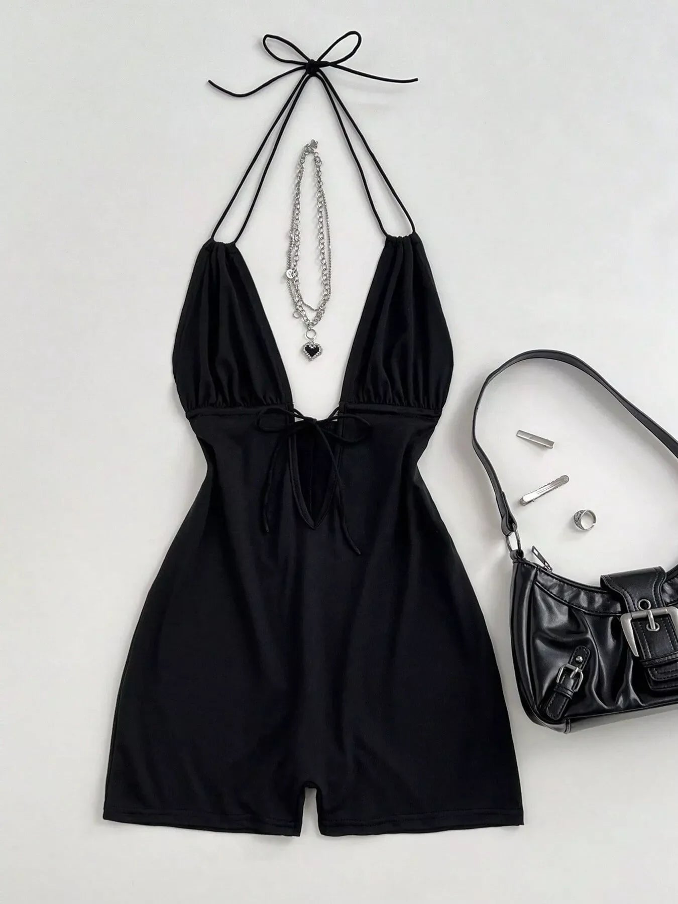 Tied Front Halter Neck Romper
