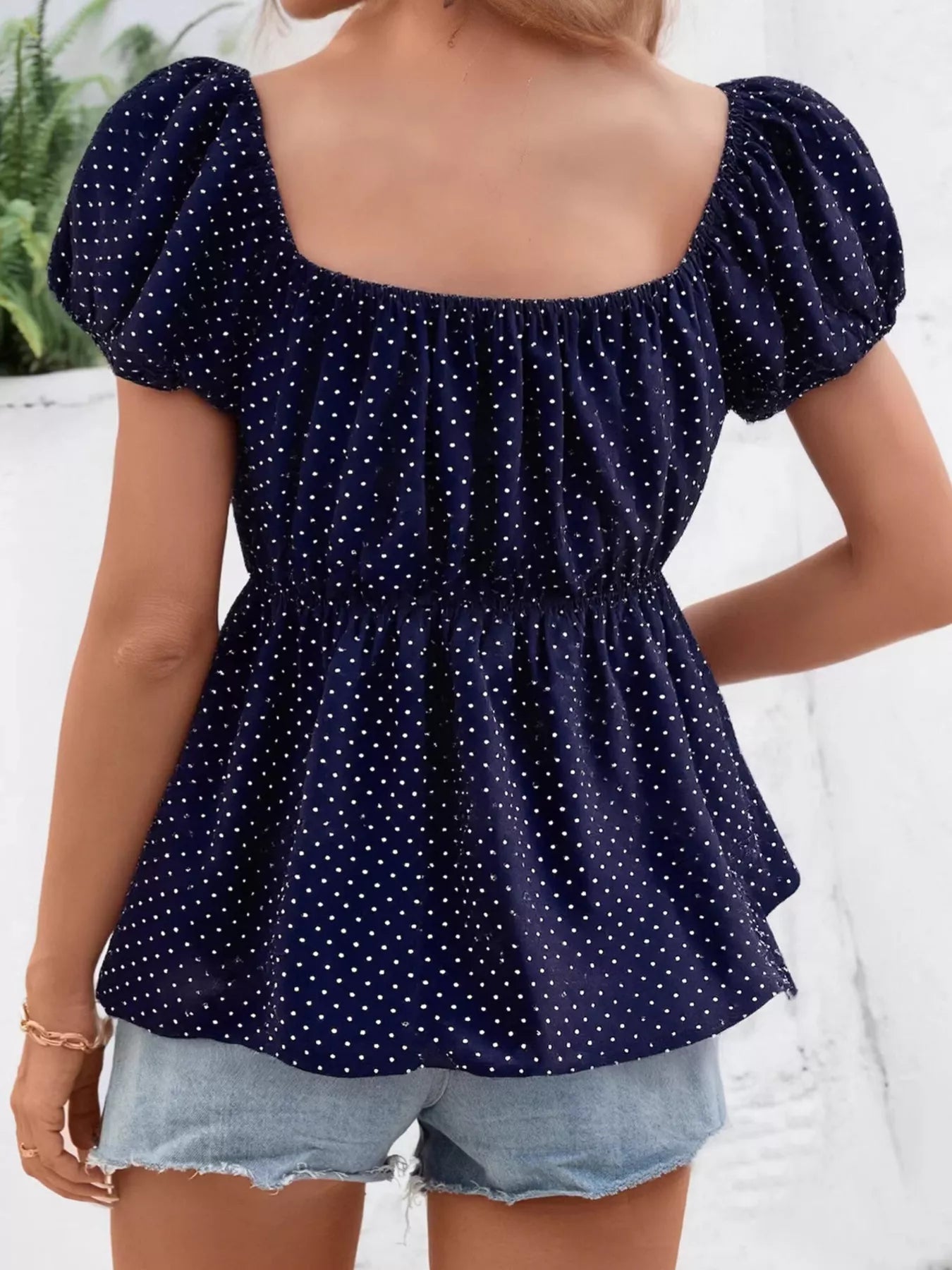Polka Dot Puff Sleeve Blouse