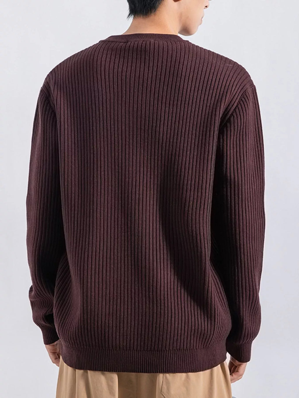 Men's Plus Size Ribbed Button Detail Knit Top