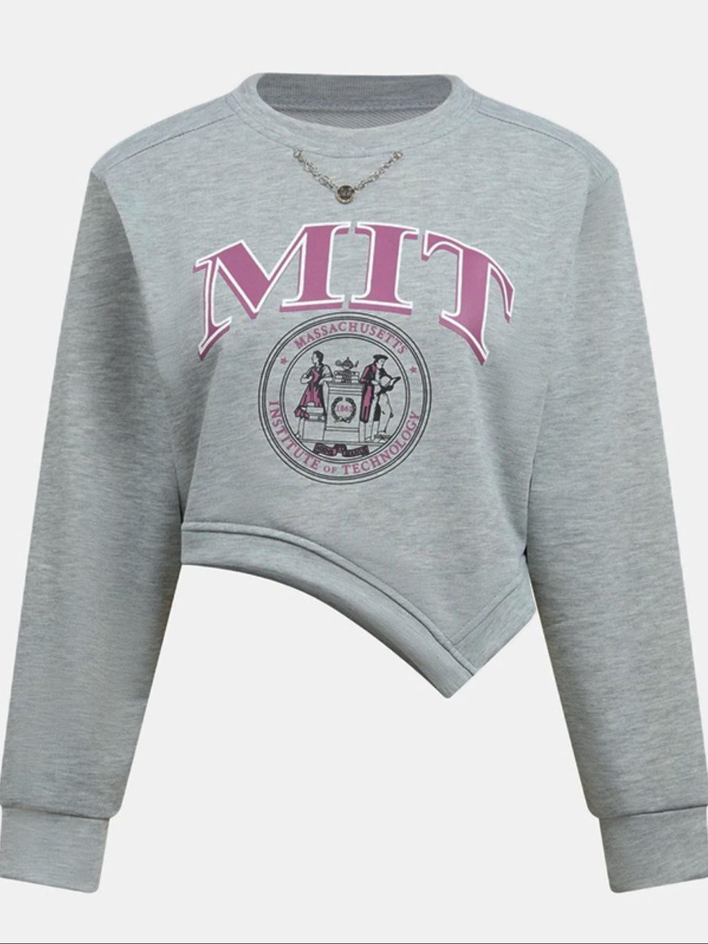 Graphic Round Neck Cropped Sweatshirt