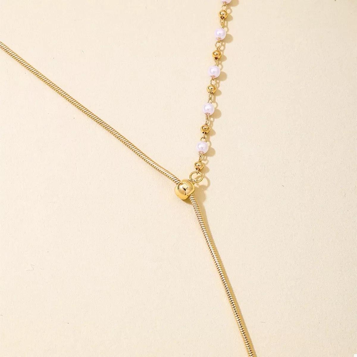18K Gold-Plated Chain Y-Drop Necklace with Synthetic Pearl Accent