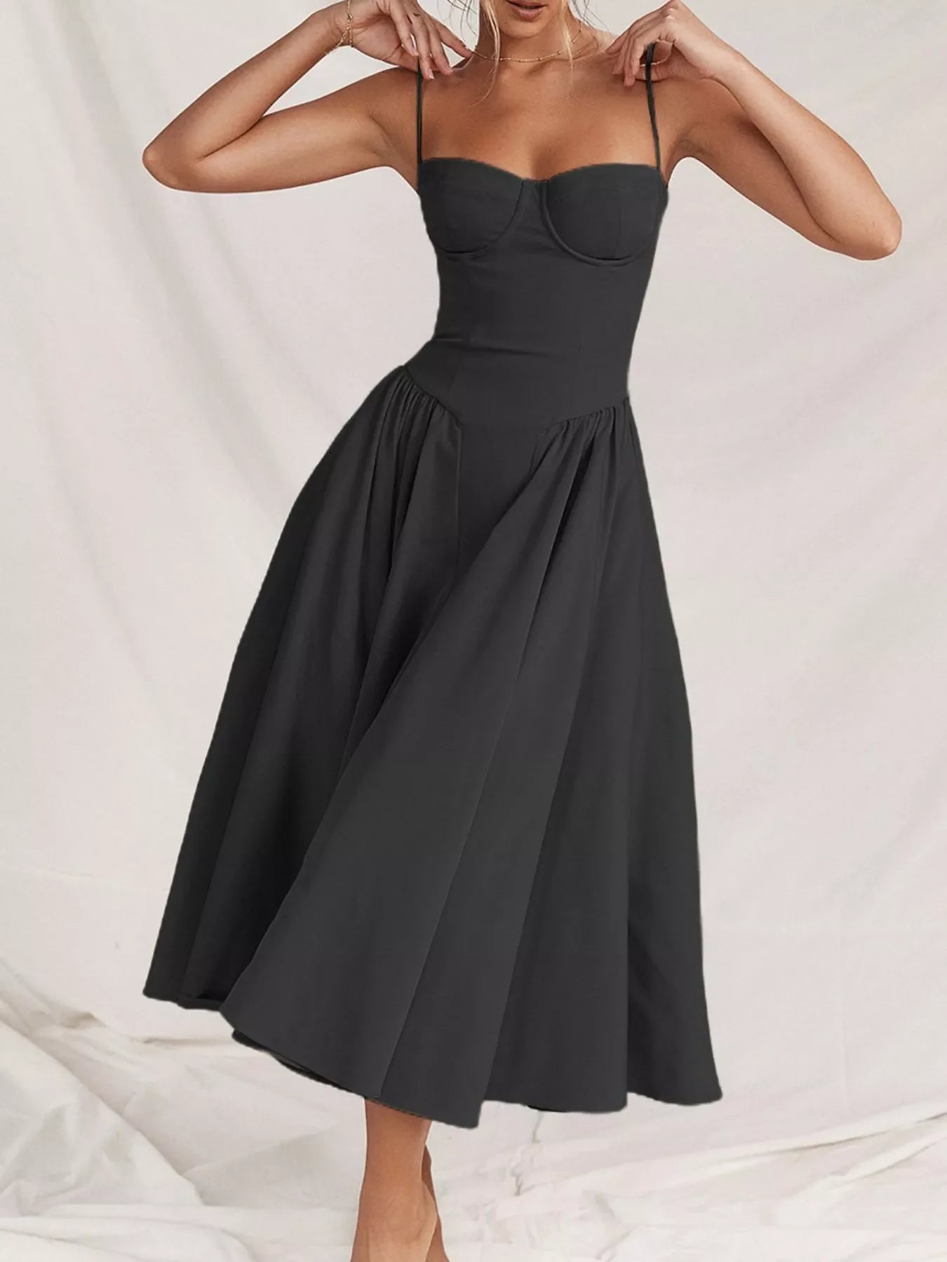 Sweetheart Neck Midi Cami Dress