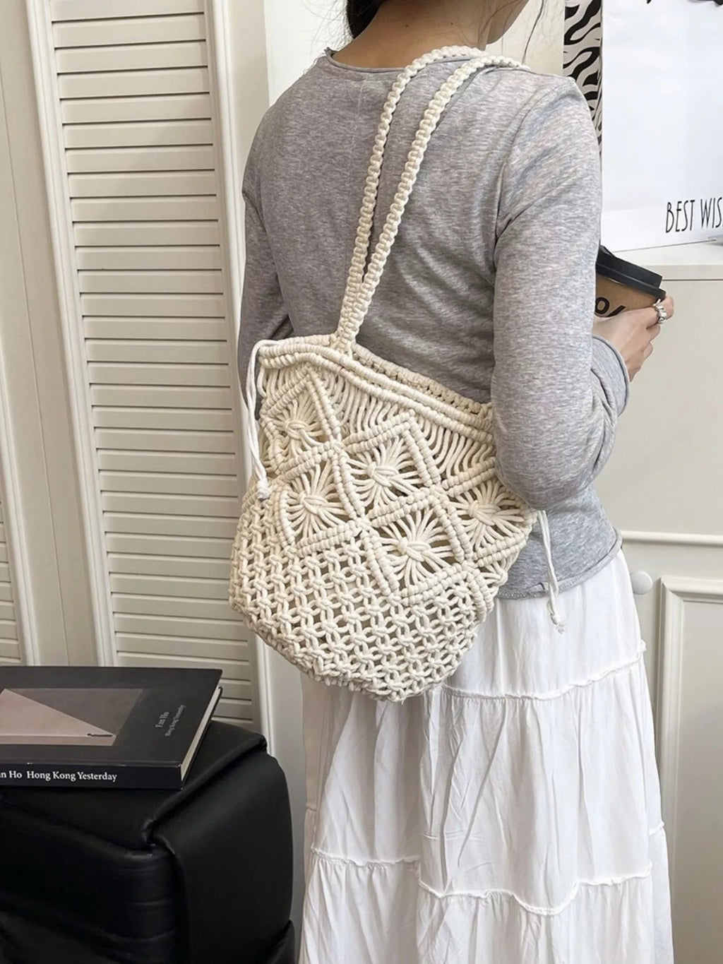 Crochet Bucket Shoulder Bag