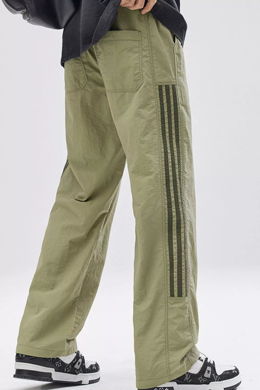 Men's Full Size Casual Loose-Fit Pants with Side Stripes Plus Size