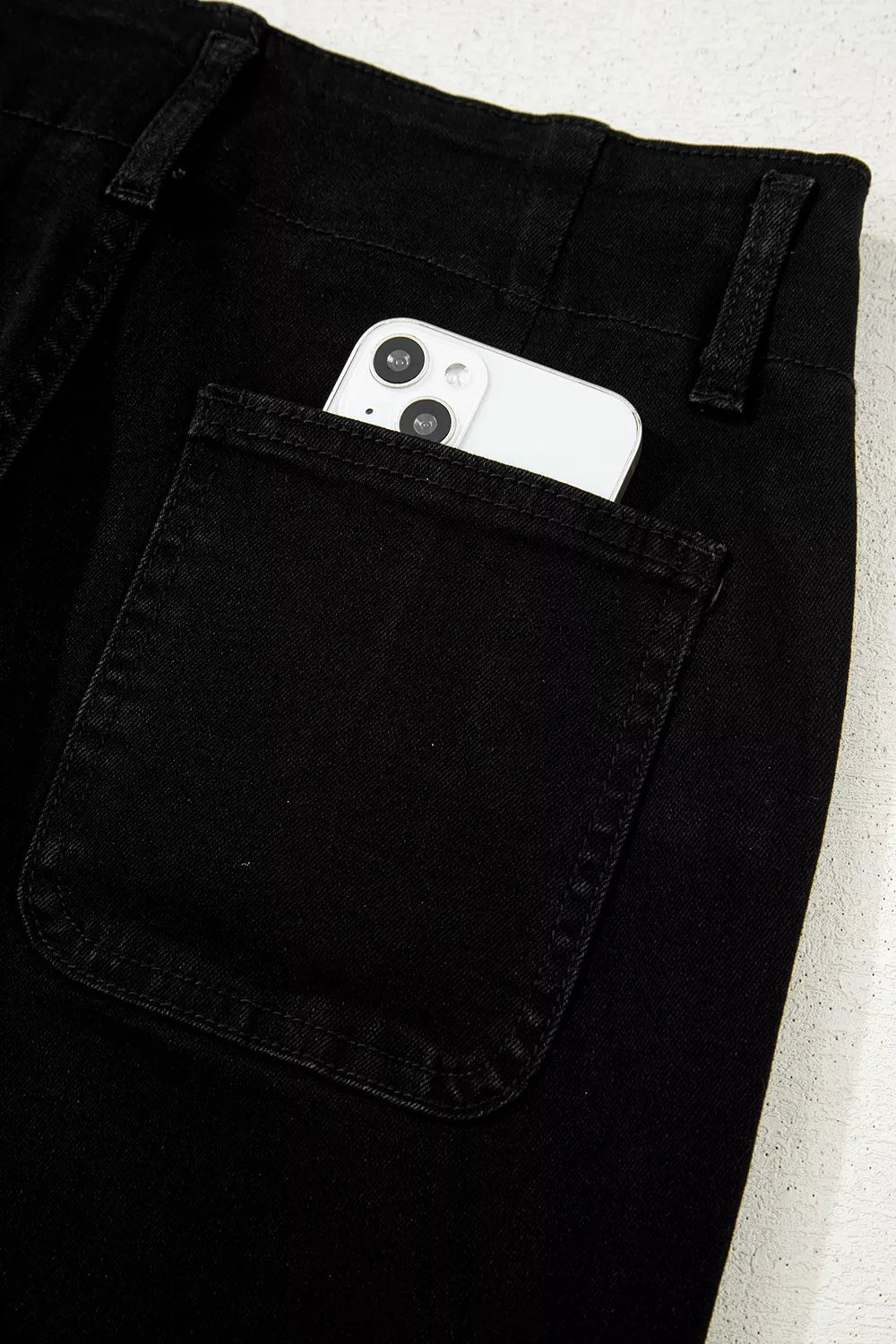 2-Button High Waist Flared Bottom Jeans