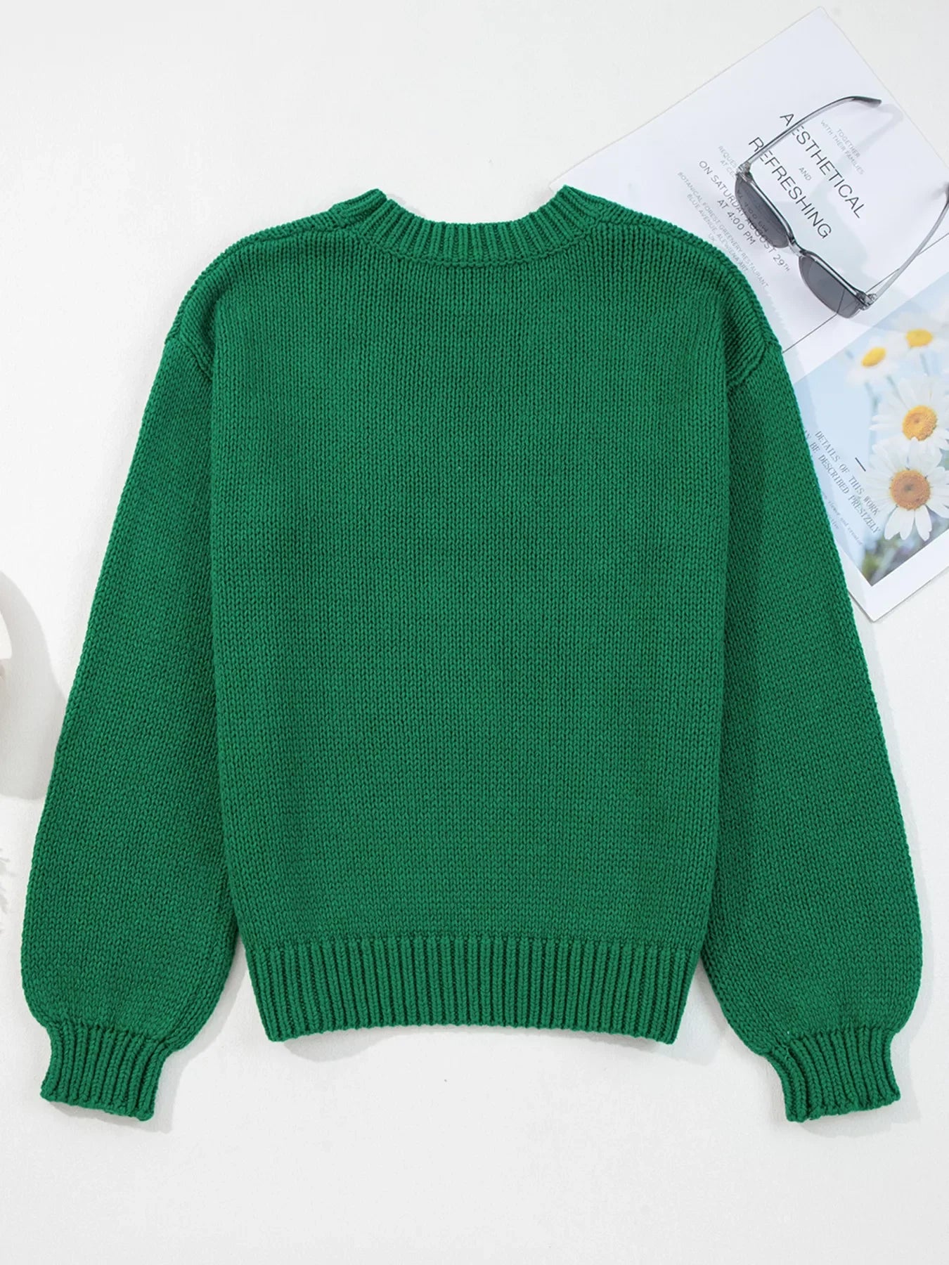 Plaid Bow Graphic Christmas Sweater