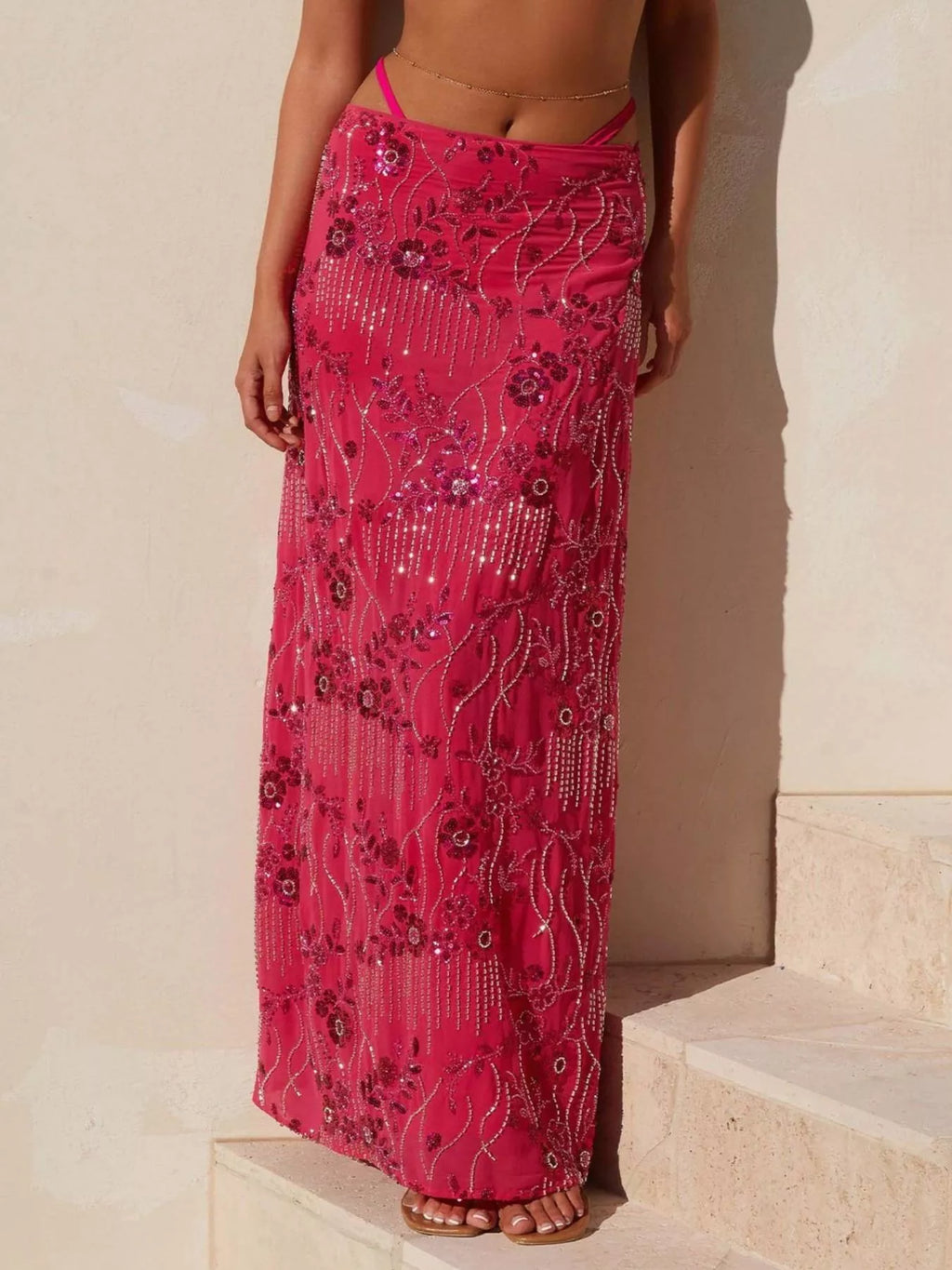 Sequin Embroidered Maxi Skirt