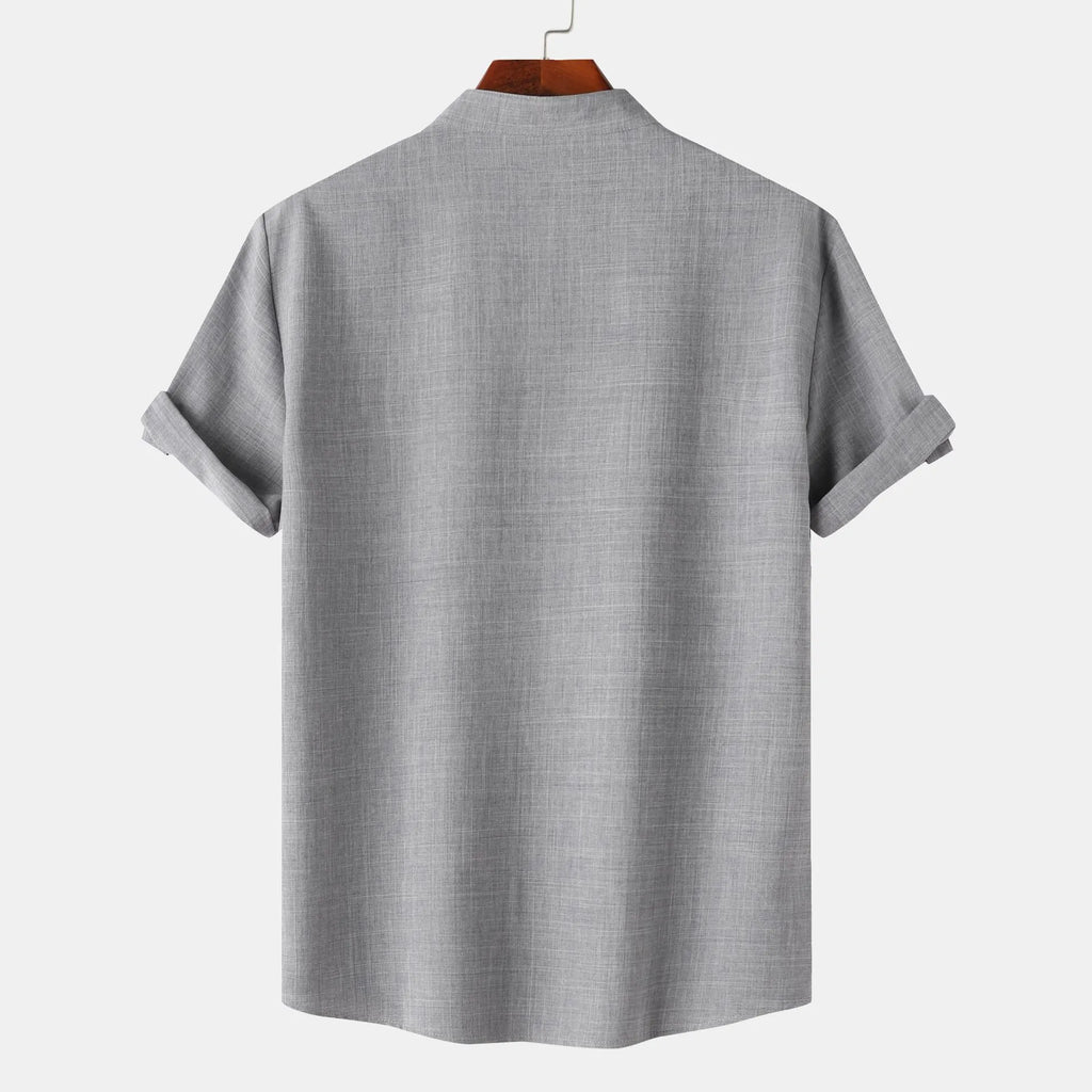 Men's Button Detail Short Sleeve Blouse