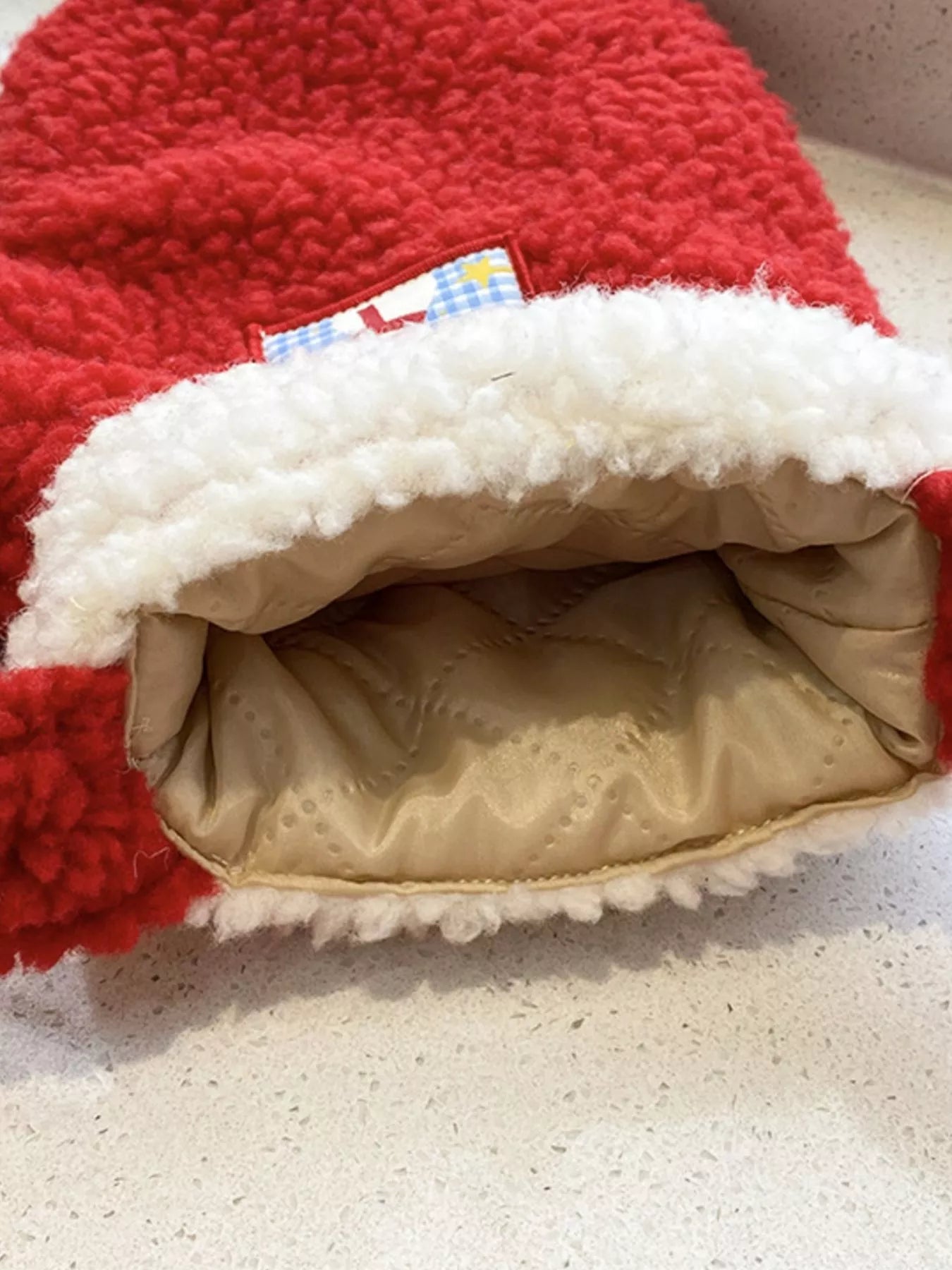 Christmas Mitten-Shaped Plush Crossbody Bag