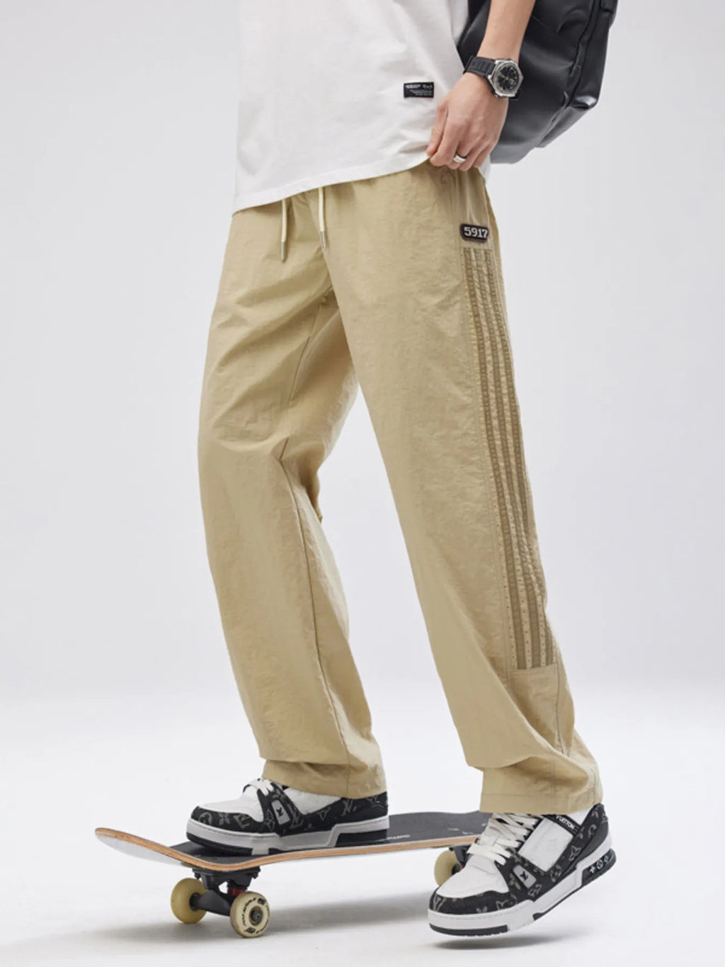 Men's Full Size Striped Wide Leg Pants Plus Size