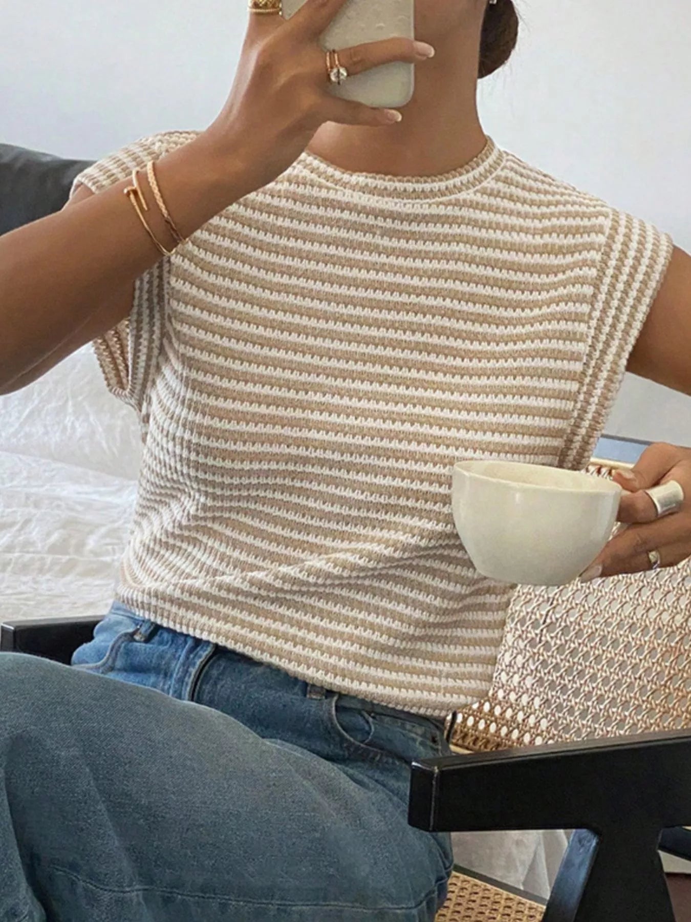 Full Size Striped Round Neck Short Sleeve T-Shirt Plus Size