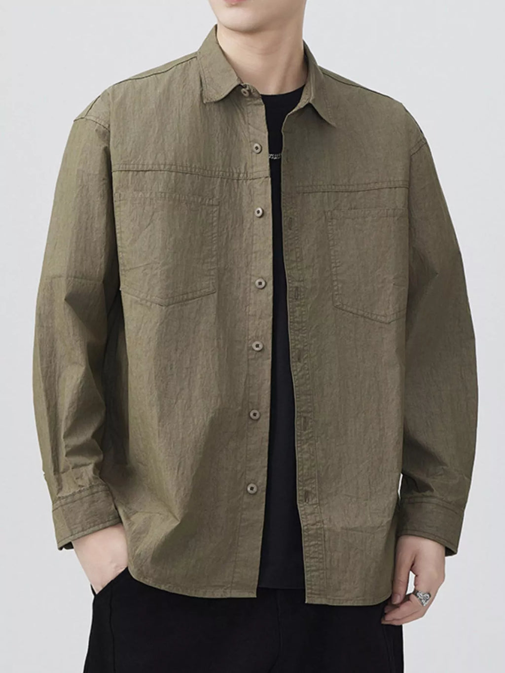 Men's Plus Size Button Up Long Sleeve Shirt