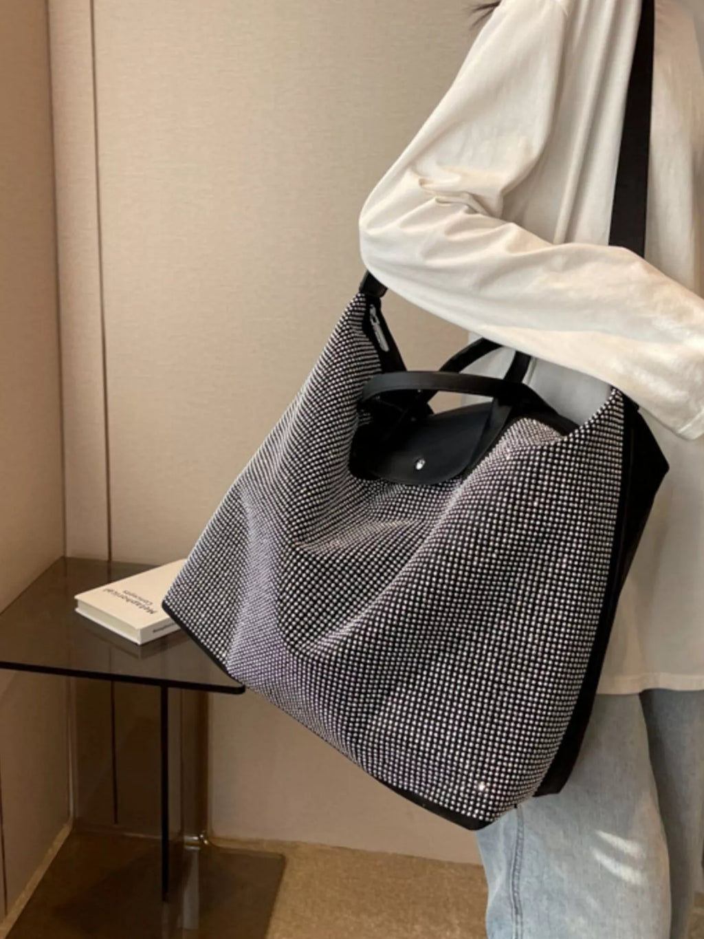 Rhinestone Embellished Crossbody Bag