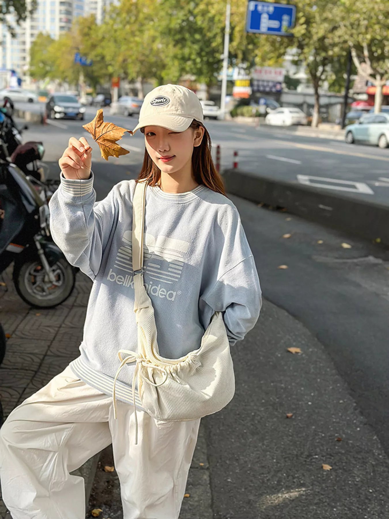 Corduroy Drawstring Crossbody Bag