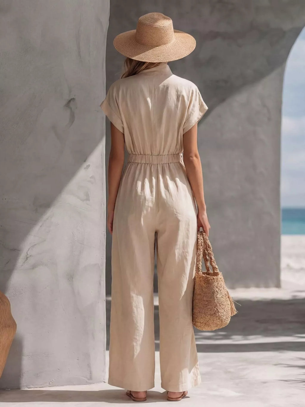 Zipper Front Wide Leg Jumpsuit