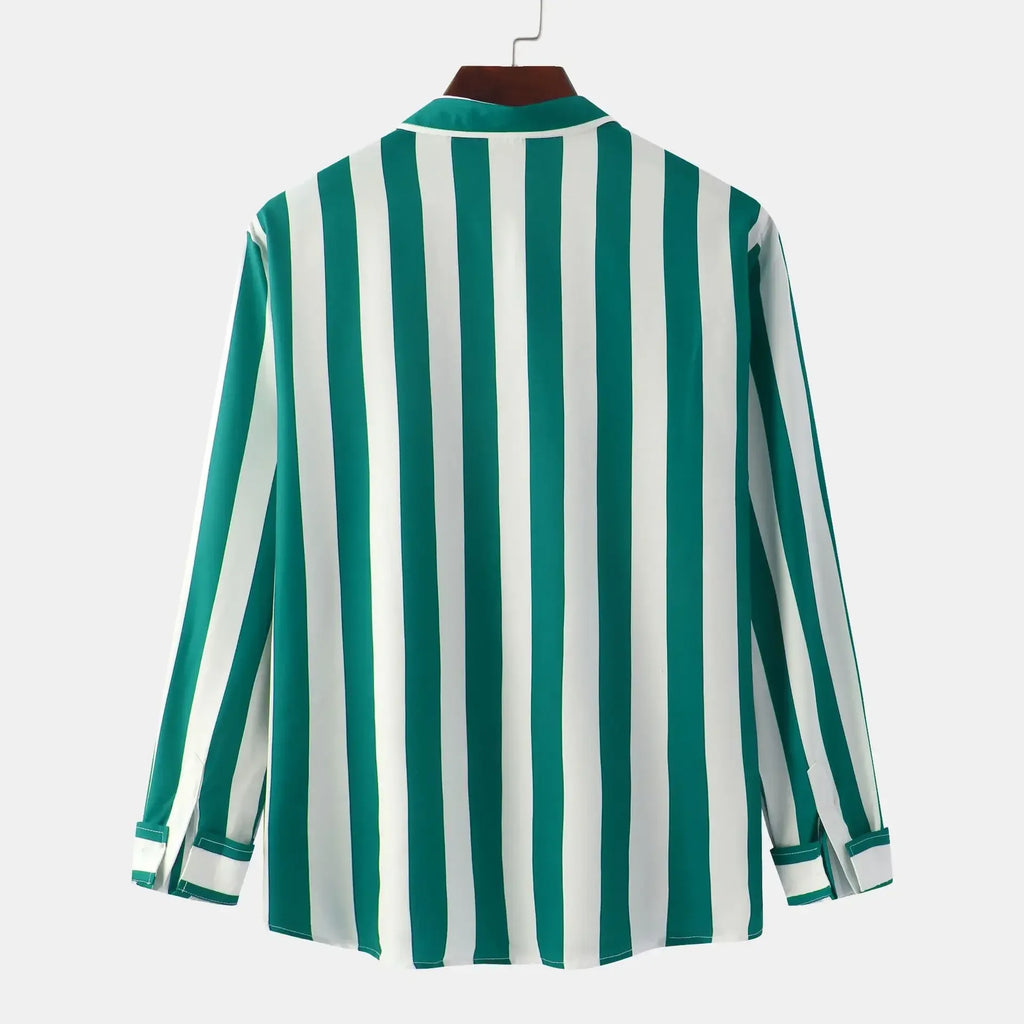 Men's Striped Button-Down Long Sleeve Shirt