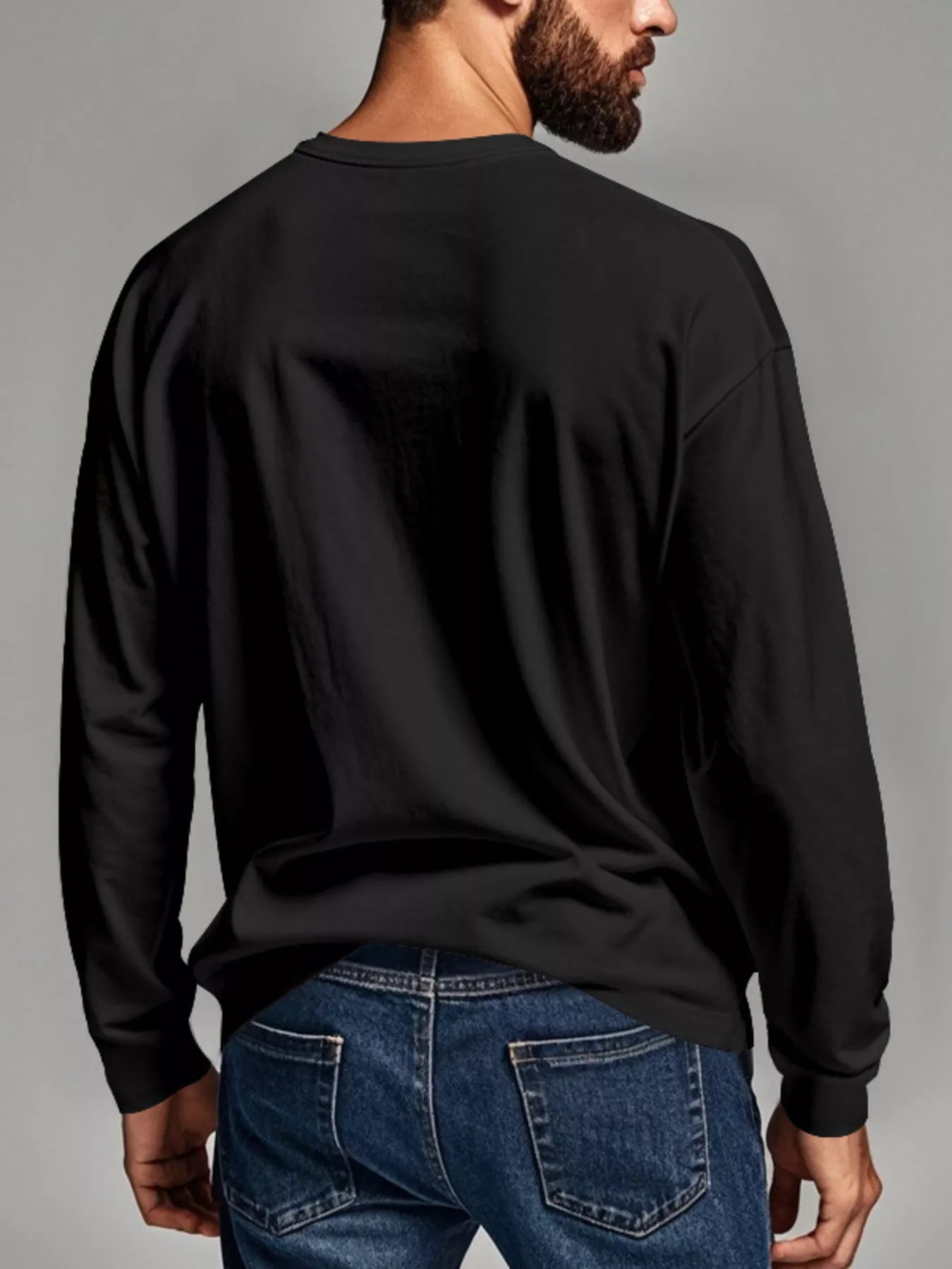 Men's Plus Size Casual Long Sleeve Henley T-Shirt with Pocket