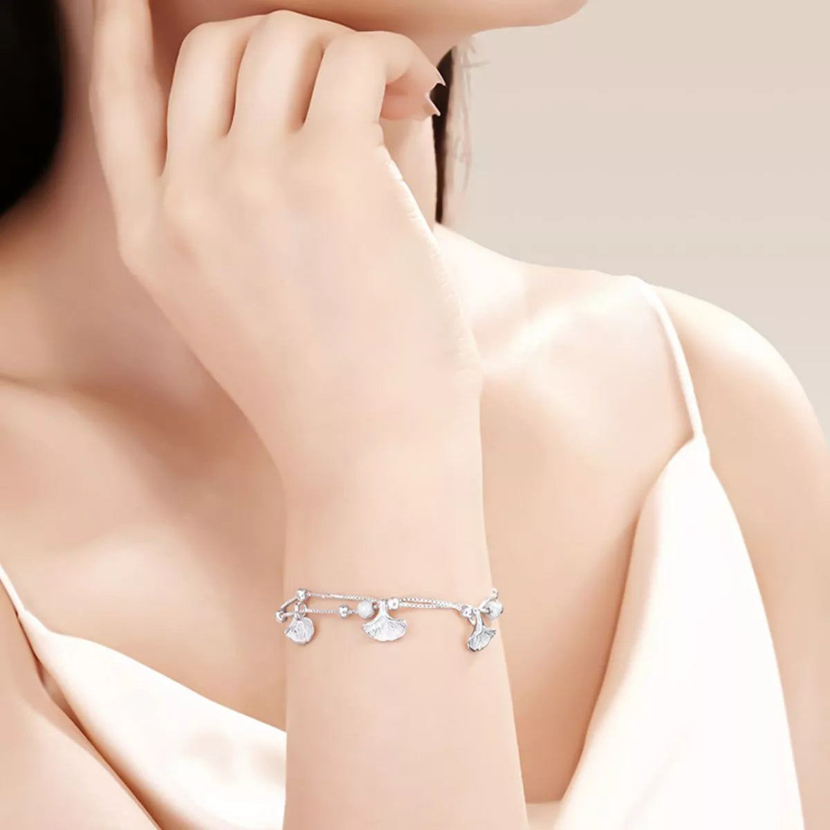 Double Layer Ginkgo Leaf Bracelet