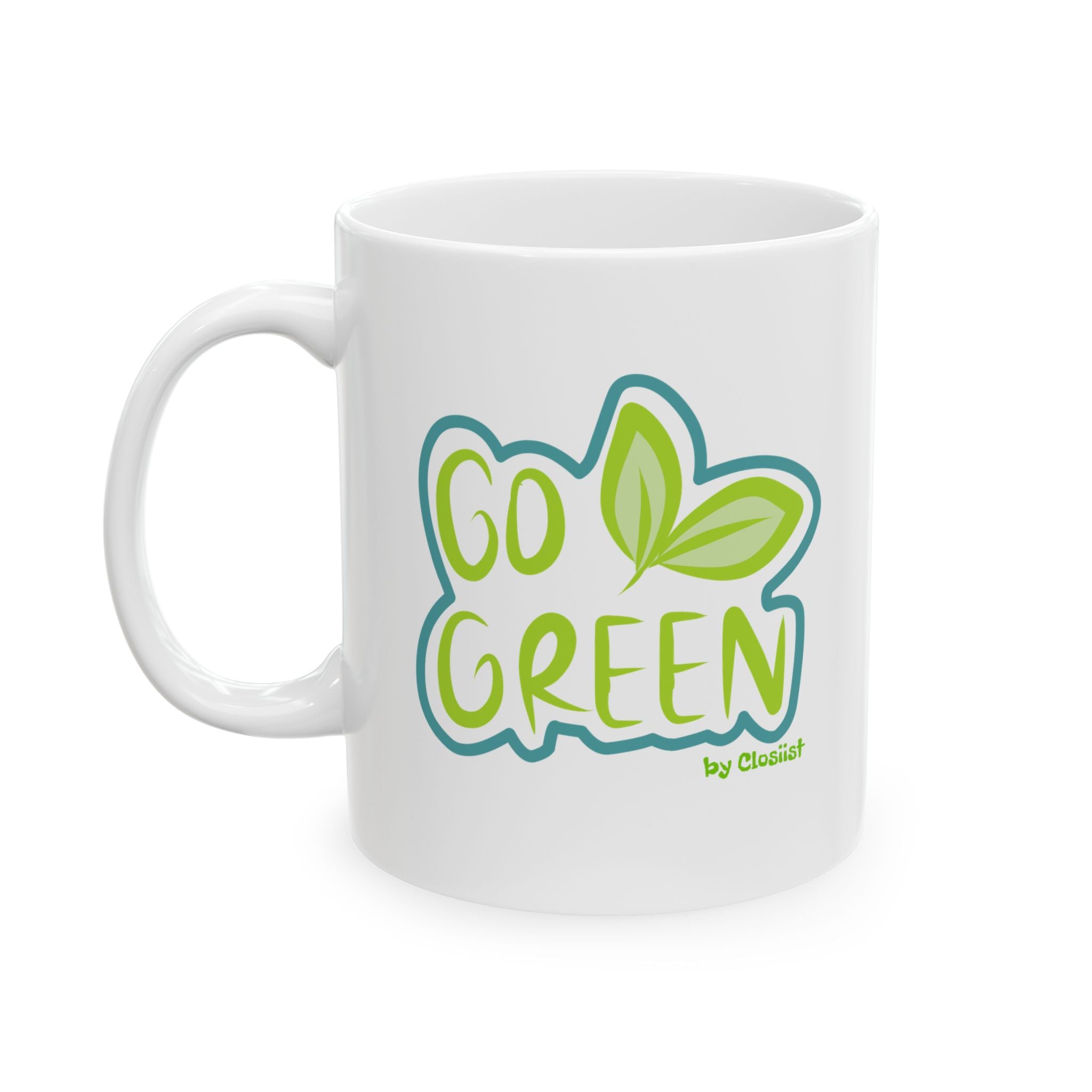 Go Green Ceramic Mug – Eco-Friendly Statement Mug for Nature Lovers