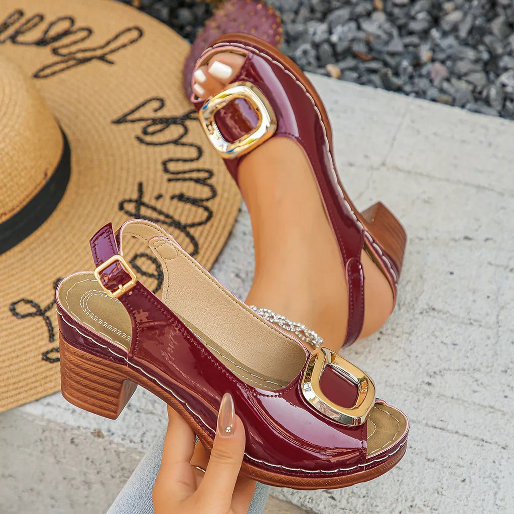 Peep Toe Block Heels Sandals