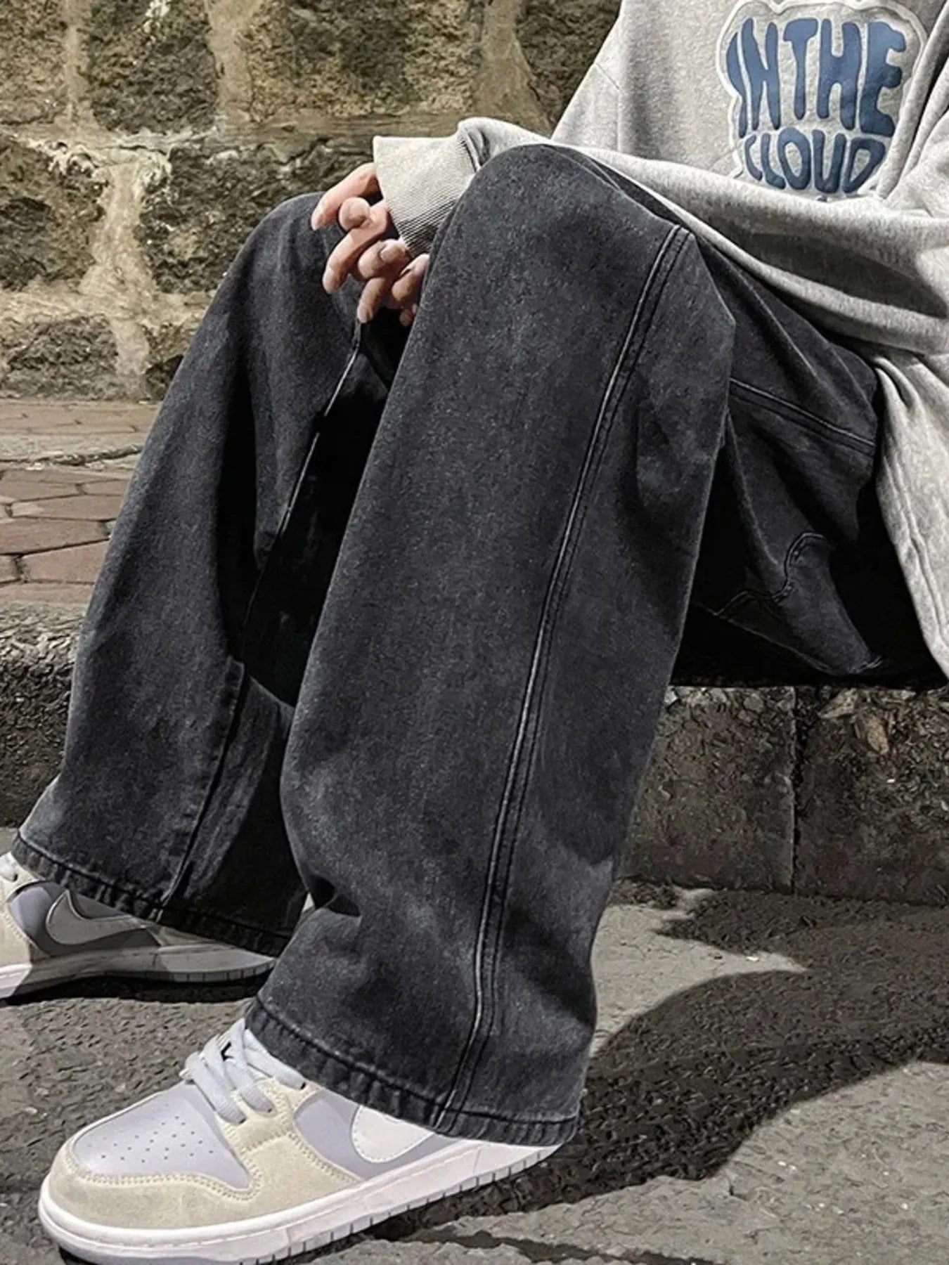 Men's Full Size Drawstring Wide Leg Jeans Plus Size