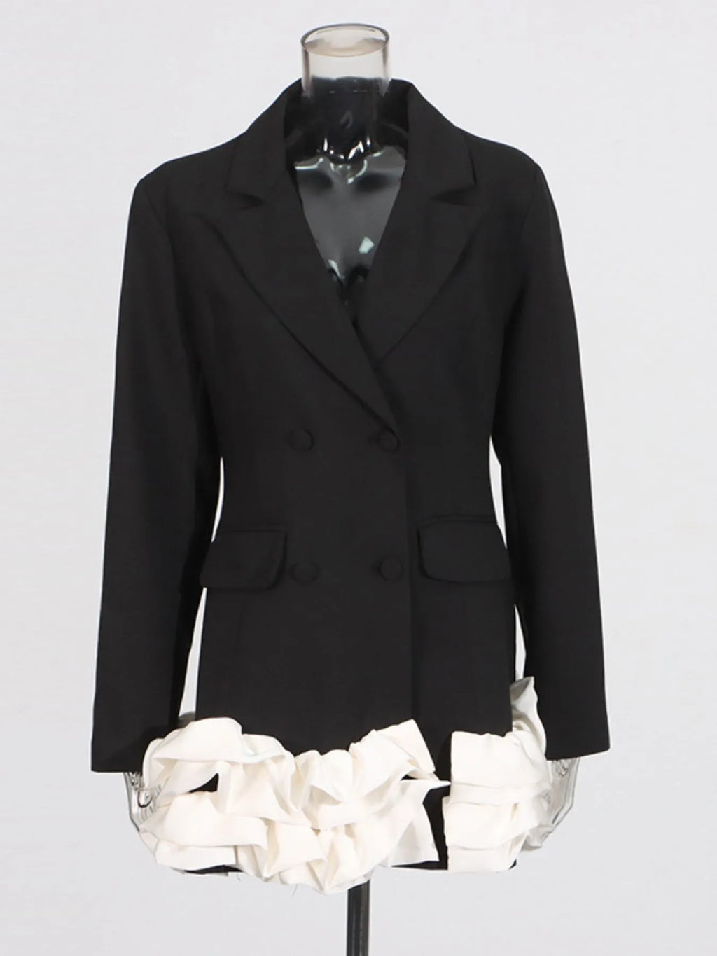 Ruffle Hem Double-Breasted Blazer Dress