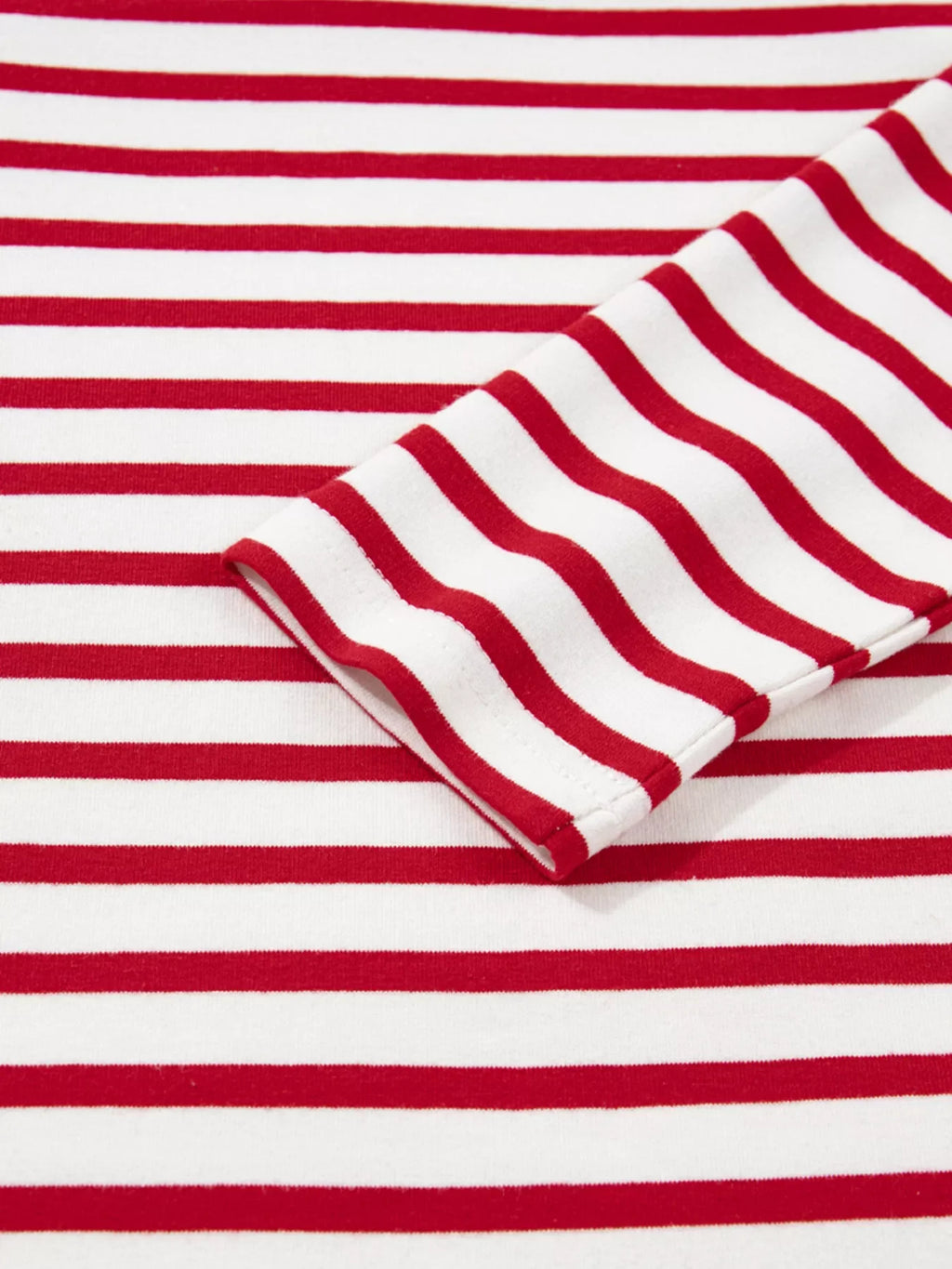 Stripe Round Neck Ruffle Trim Long Sleeve Top