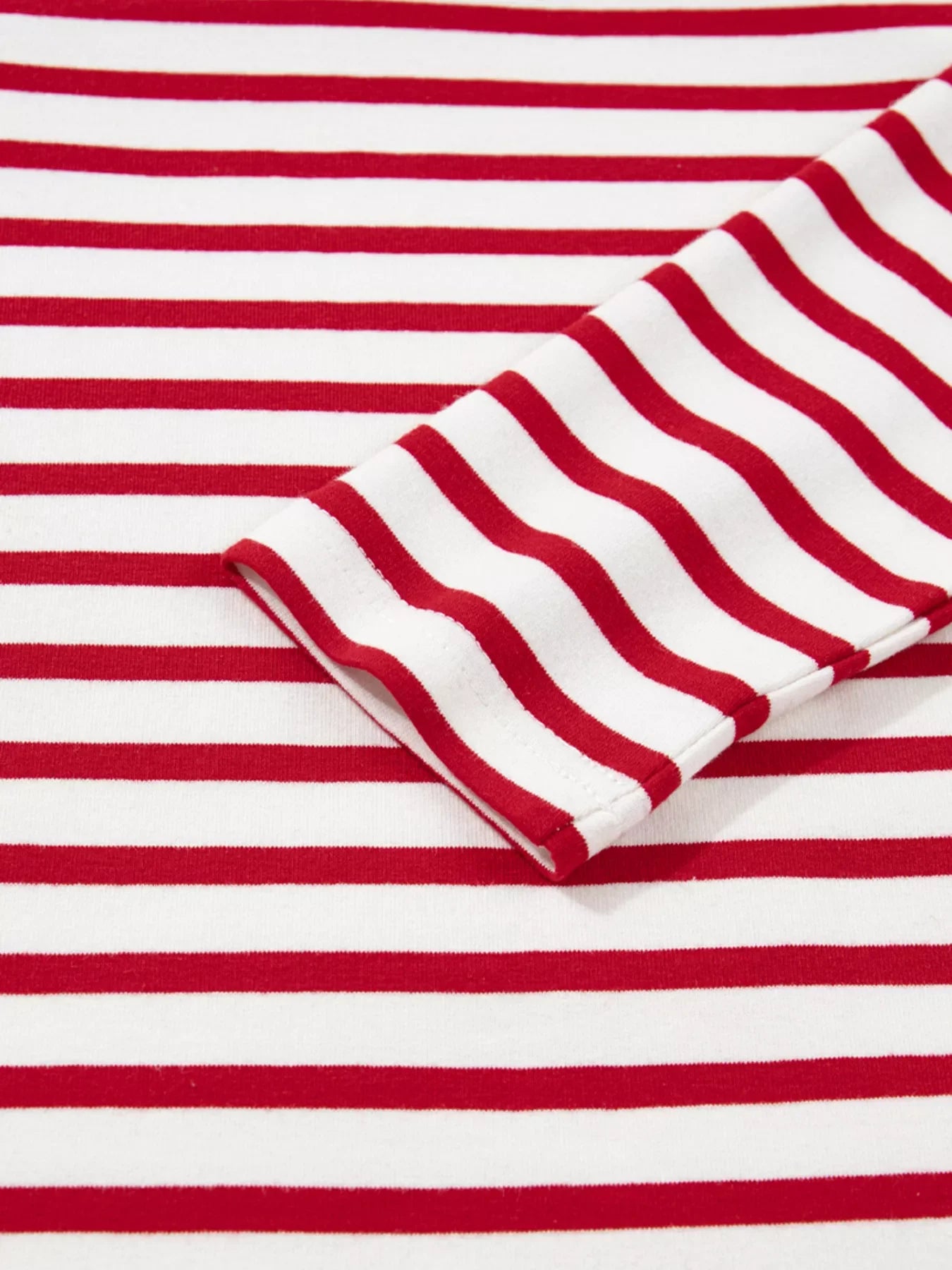 Stripe Round Neck Ruffle Trim Long Sleeve Top