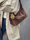 Solid Color Suede Hobo Crossbody Bag