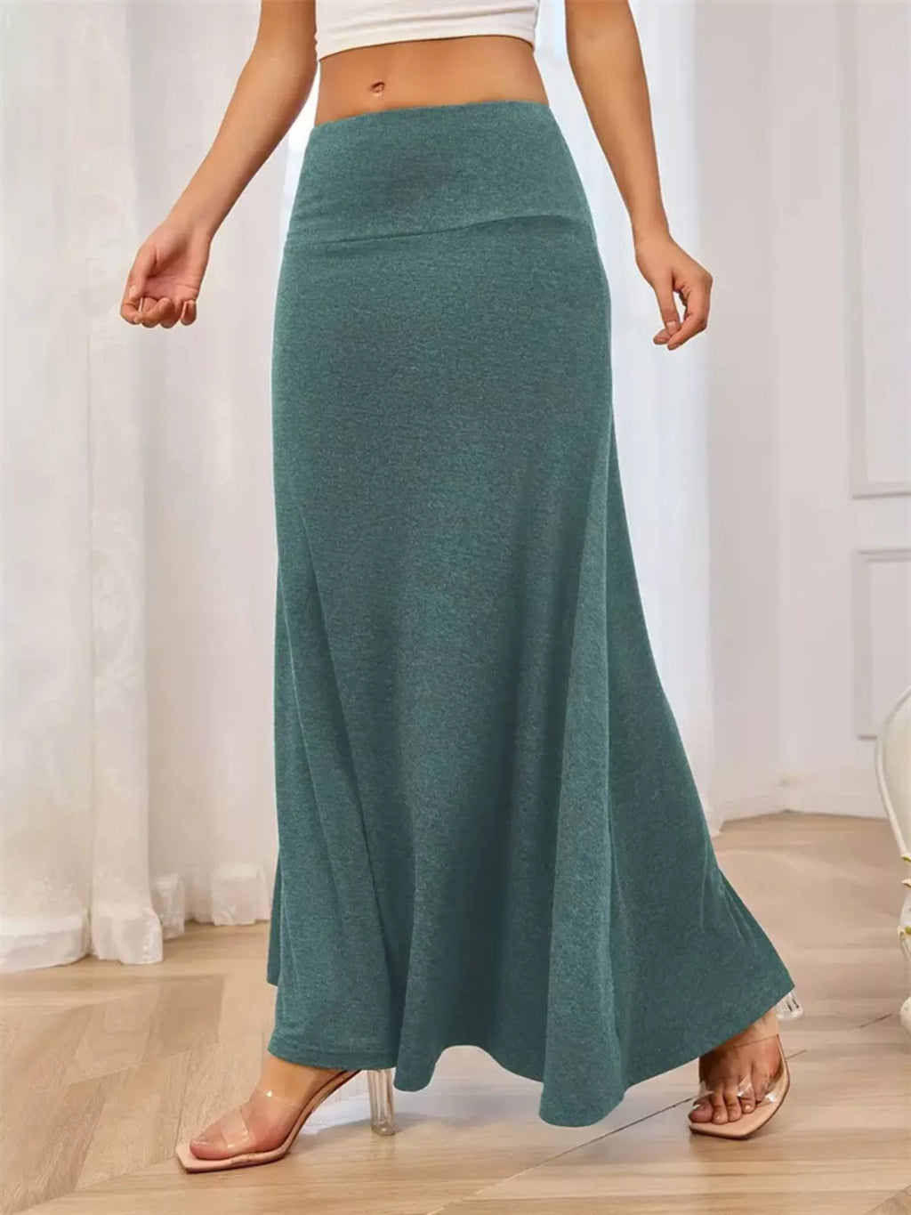 Flowy Maxi Skirt with Wide Waistband
