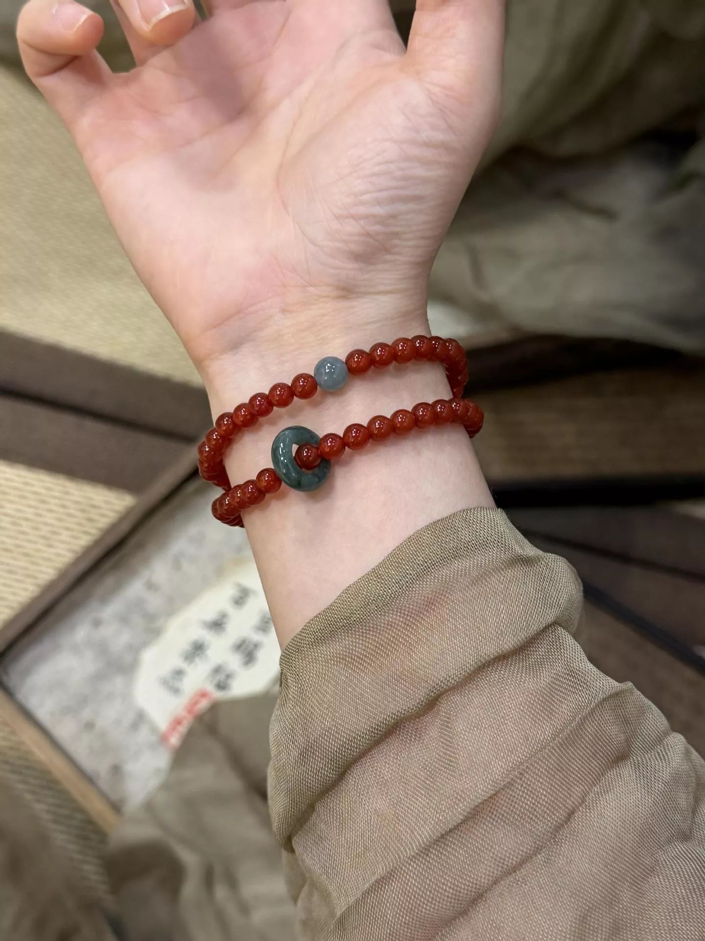 Double Layered Agate Beaded Bracelet
