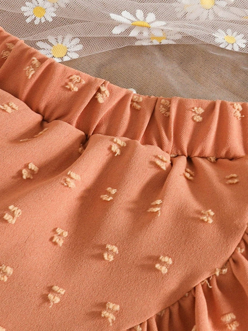 Children's Ruffled Trim Bowknot Blouse & Ruffle Hem Skirt Set
