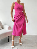 Side Slit Cutout Single Shoulder Dress