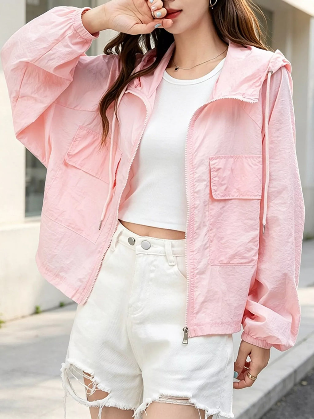 Lightweight Hooded Zip Up Jacket