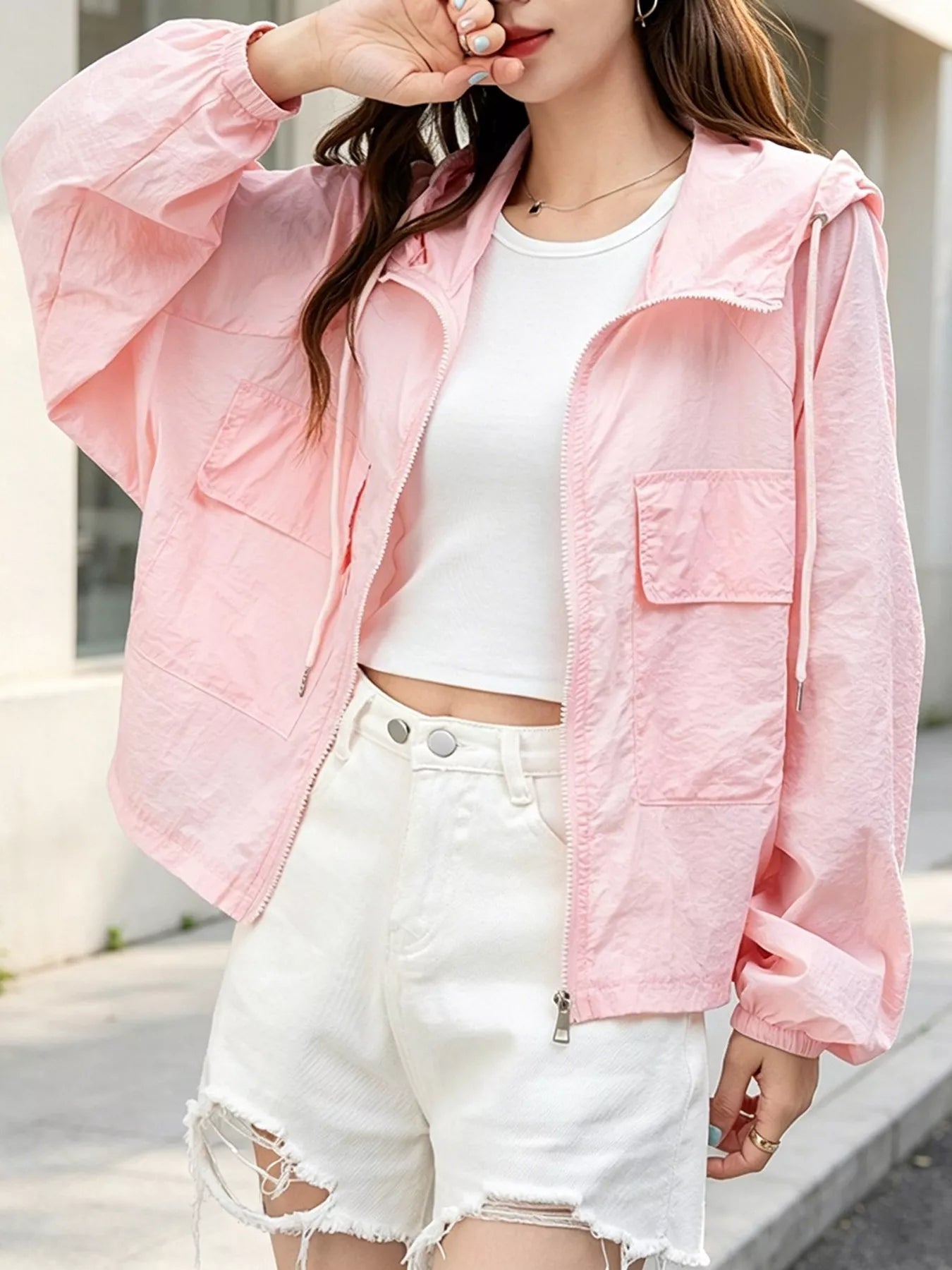 Lightweight Hooded Zip Up Jacket