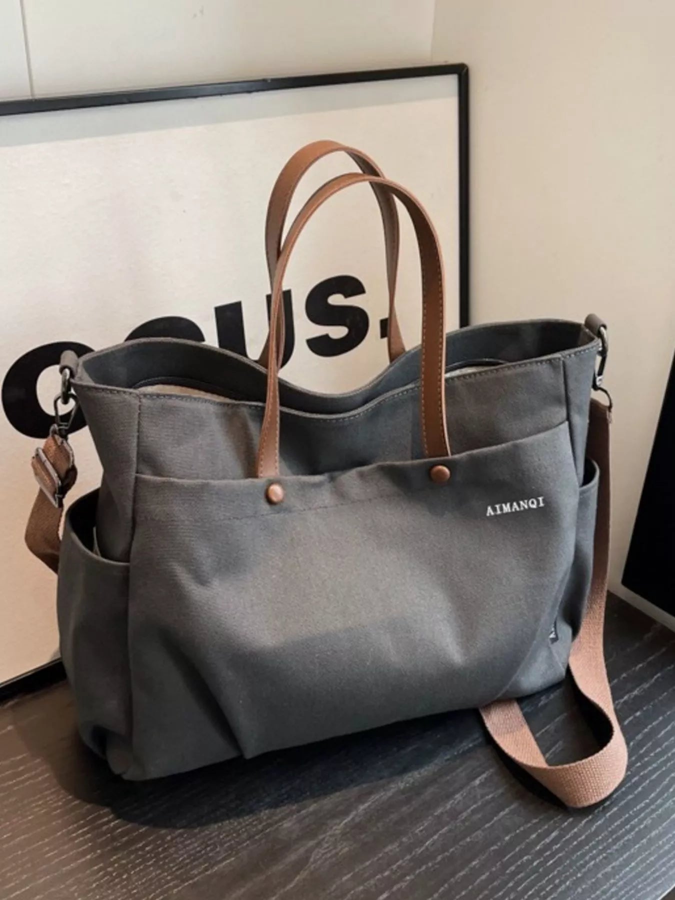 Canvas Tote Crossbody Bag